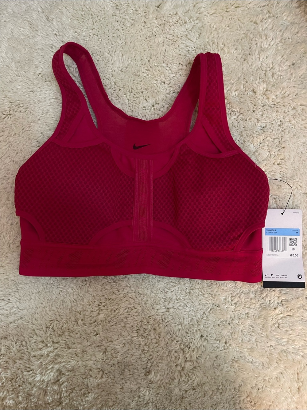 Nike Women’s High Intensity Power Mesh Sports Training Bra - Deep Cherry